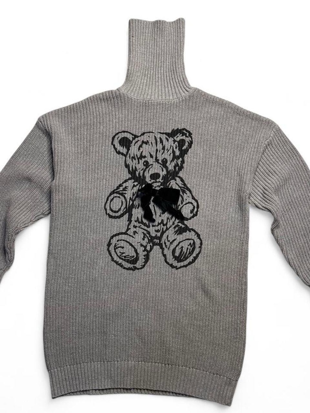 Teddy Fresh Gray Knit Ribbed Turtleneck Sweater Dress S/M
